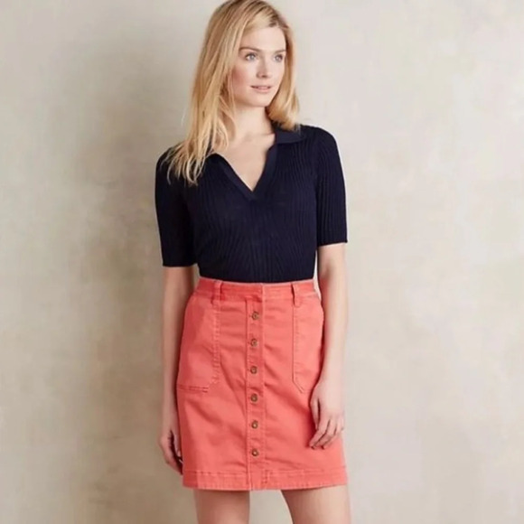 PILCRO AND THE LETTERPRESS by ANTHROPOLOGIE Chino Skirt‎ in Red Rouge - Picture 3 of 9